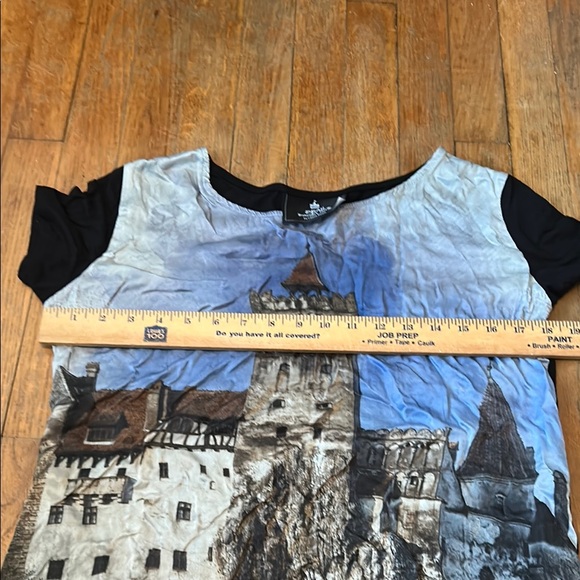 Dracula's Castle Scenic‎ Print Black Women's Top L vampire - Picture 7 of 8